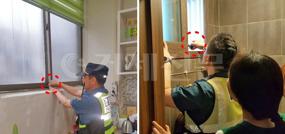 지난 27일부터 거제경찰서가 양대 조선소 휴가기간 빈집털이 예방을 위해 ‘폴리핸즈’를 설치·배포하고 있다.