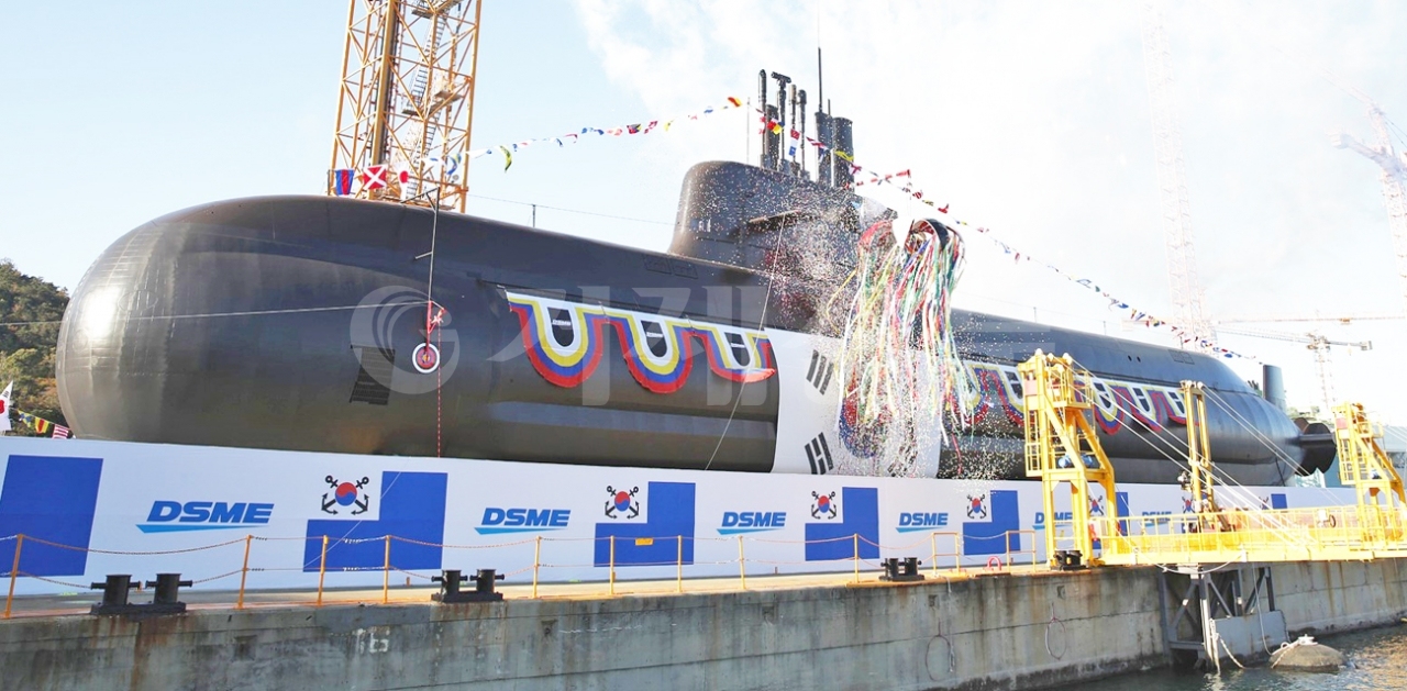 대우조선해양이 건조한 한국해군 3,000톤급 잠수함 2번함 ‘안무함’.