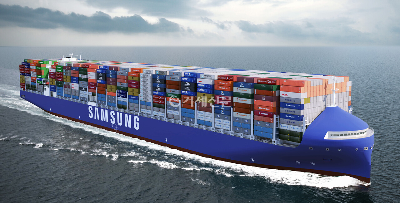 삼성중공업이 그리스 로드쇼에서 첫 공개한 Eco Container ship. @삼성중공업 제공