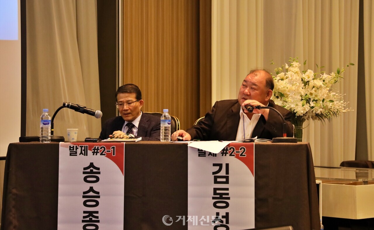 토론회에서 발제중인 해병대 전략연구소 김동성 이사./= 전서인 기자